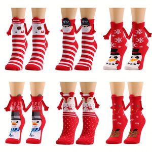 Nouveauté <span class=keywords><strong>2023</strong></span> Chaussettes en coton amusantes pour femmes avec motifs de Noël : Père Noël dansant, motifs de neige, rennes, sapin de Noël et équipe joyeuse - Product Image 4