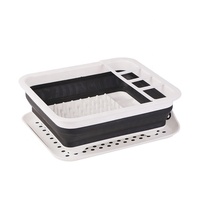 Plateau de rangement de couverts pliable à double niveau avec panier pliant pour égouttoir à vaisselle