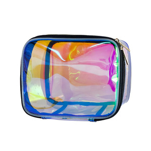 Custom Advanced Minimalist Transparent Waterproof Laser Cosmetic <b>Bag</b> Portable Travel <b>Wash</b> Toiletry Storage Pouch with Zipper - Product Image 3