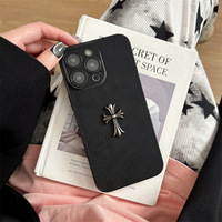 Coque pour iPhone 17 Air, design croisé tendance chromé, noir, accessoires 3D DIY, iPhone 16 15 Pro Max, cœur, 14 Plus, étui de téléphone portable