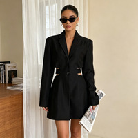Blazer élégant pour femme automne 2026, style européen et américain, taille évidée, coupe ajustée mi-longue, vêtement de bureau pour femme, personnalisable OEM ODM