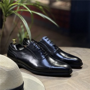 Zapatos Oxford Brogue de Cuero de Grano Completo Estilo Británico para Hombre, con Punta Cuadrada, Antideslizantes, con Pátina, para Vestir, Casuales de Negocios, Formales, de Verano - Product Image 2