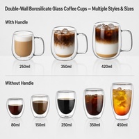 Kingze Tasse à café expresso double paroi en verre borosilicaté transparent de 80ml personnalisée et faite à la main