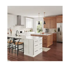 CBMmart Modern stil Shaker tasarım mat beyaz katı ahşap kapılar mutfak mobilyası mutfak dolapları