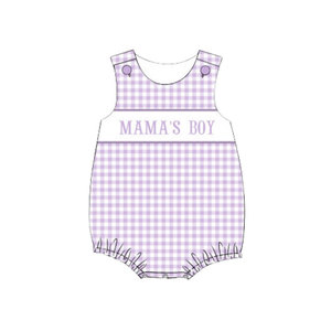 Tenues personnalisées pour enfants, filles et garçons, avec motif floral, plaid violet, adorable barboteuse pour bébé, assortiments pour frères et sœurs, vente en gros de vêtements pour enfants - Product Image 4