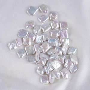 Perles carrées blanches de 12-13 mm de Zhuji, perles baroques d'eau douce, perles bouton roses, bijoux pour collier et bracelet DIY, vente en gros - Product Image 2