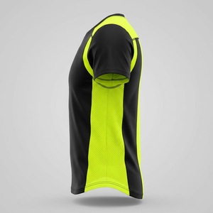 Camiseta de Lacrosse para Hombre, Amarillo Neón y Negro, Cuello en V, Manga Corta, Malla Transpirable, Impresión por Transferencia de Calor, Logotipo Personalizado, Número de Equipo, 100% - Product Image 2