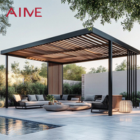 Pavillon en aluminium motorisé, design à lames orientables, résistant au vent, à la neige et à l'eau, pour cour, jardin, balcon