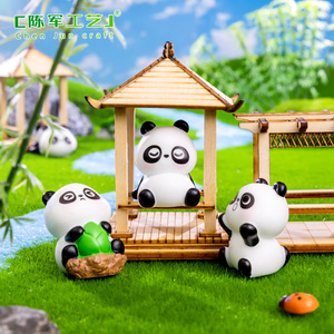 Mignon petit Panda Animal poupée jardinage bricolage décorations accessoires voiture bureau paysage petits ornements - Product Image 5
