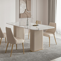 Ensemble de salle à manger moderne et luxueux pour la maison, table rectangulaire en marbre blanc avec chaises pour 4 à 6 personnes, idéal pour les restaurants