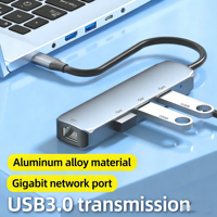 Hub USB 3.0 de 3 Puertos con Ethernet Gigabit de 1000 Mbps, RJ45, Tipo C, de Aluminio, con Cable, Tarjeta de Red Externa, Estación de Acoplamiento, Listo para Enviar
