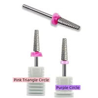 Mini fraises coniques 5-en-1 en carbure de tungstène pour manucure électrique et outil de fraisage des cuticules, avec support en bois durable