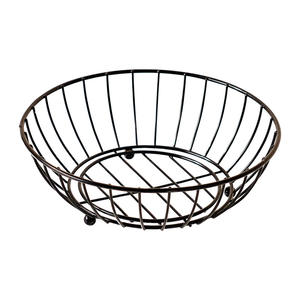 Plateau à fruits rond en fer forgé laqué de style nordique, panier de rangement portable pour bonbons, plateau à collations de luxe - Product Image 5