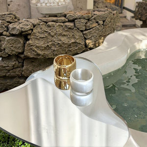 Anelli in Ottone Personalizzati all'Ingrosso, Placcati in Oro 18K e Argento, Anelli a Fascia Larga Minimalisti, Gioielli Unisex alla Moda - Product Image 2