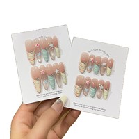 Kit de Faux Ongles Longs en ABS, Forme Amande, Blanc Diamant, avec Autocollants Étoiles Françaises, Réutilisables, Vente en Gros OEM ODM