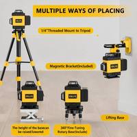 Niveau laser professionnel pour marquage au sol et mural, kit de niveau laser à faisceau vert auto-nivelant 360° pour travaux de construction