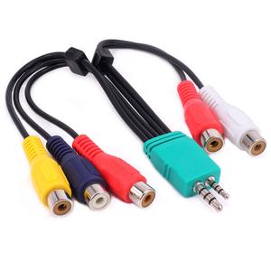 3.5mm+2.5mm 公头转 5 <span class=keywords><strong>RCA</strong></span> 母头插头音频视频 AV 适配器电缆，适用于液晶电视，全新设计 - Product Image 2