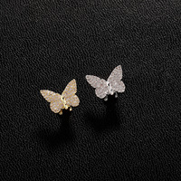 Rejillas Dentales Individuales Chapadas en Oro, Estilo Hip-hop, con Micro Zircones Brillantes en Forma de Mariposa, Regalo Divertido de Halloween para Mujeres