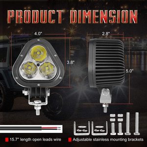 Mini 4 inch <span class=keywords><strong>LED</strong></span> lái xe vỏ đèn tam giác 30 Wát xe phía trước dẫn ánh sáng cho xe SUV ATV Xe tải máy kéo xe nâng - Product Image 5