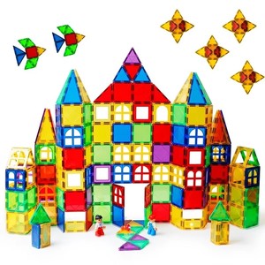 100pcs Rainbow Kids Building <strong>Blocks</strong> Magnet Tiles 120 Pcs <strong>Plastic</strong> Magnetic Building <strong>Blocks</strong> for Kids Magnetic Tiles Rainbow - Product Image 1