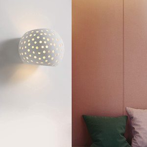 Applique murale géométrique moderne en plâtre blanc ajouré à haute transmission, Luminaire décoratif d'intérieur pour salon, chambre, escalier, couloir - Product Image 4