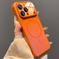 Nouvelle Coque Tendance Orange Couleur Unie pour iPhone 17 Air 16 15 14 13 Pro 17 Pro Max avec Protection Magnétique en Verre Trempé pour Objectif
