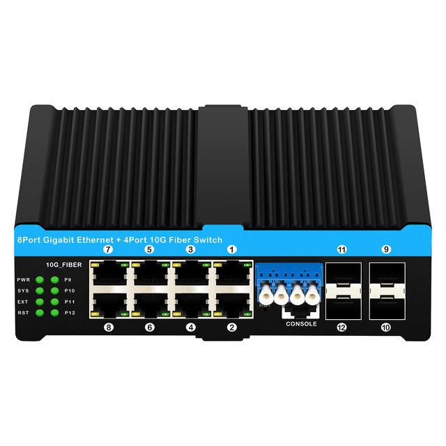 4*10G sfp ports+8*10/100/1000mbps 12 port managed 10G optical bypass poe switch