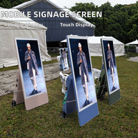 Écran tactile portable personnalisé de 43 pouces Android Kiosque de signalisation numérique Affichage extérieur mobile totem pour les achats dans le métro de l'aéroport
