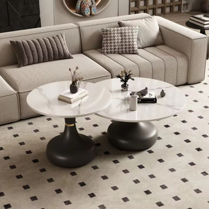 <span class=keywords><strong>Set</strong></span> di <span class=keywords><strong>Tavolini</strong></span> <span class=keywords><strong>da</strong></span> Caffè di Lusso con Piano in Pietra Sinterizzata, Design Moderno, Tavolo Rotondo per <span class=keywords><strong>Salotto</strong></span> - Product Image 1