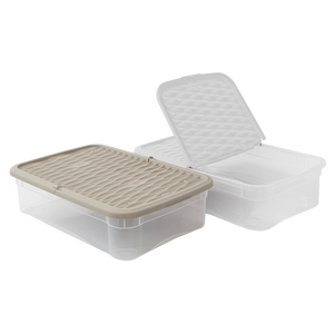 Marea PP Storage Box 570x390x145mm Transparent with Taupe Lid Kitchen <b>Bin</b> for Organizing Home Use - Product Image 3