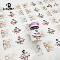Étiquettes personnalisées pour flacons de peptides 5 ml, film transparent imprimé avec adhésif puissant pour flacons d'échantillons de laboratoire, approvisionnement en gros