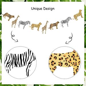 Dschungel-Dekorationen zum 3. Geburtstag: „Young Wild and Three“-Banner und Girlande mit Safari-Tiermotiven für Jungen oder Mädchen - Product Image 5