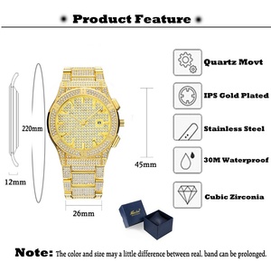 Luxury Unique Men's Diamond <strong>Watch</strong> For Men Round <strong>Gold</strong> <strong>Watch</strong> Custom Brand Dial Iced Out Zircon Luxury Quartz Wrist <strong>Watch</strong> - Product Image 3