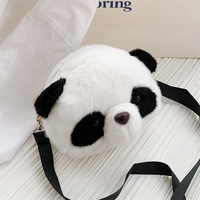 Sac à bandoulière en peluche courte super douce, anti-stress, motif chat mignon de dessin animé, style sac à dos, avec jouet poupée Panda, inspiré des machines à attraper les jouets