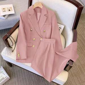 <span class=keywords><strong>Traje</strong></span> <span class=keywords><strong>Ejecutivo</strong></span> <span class=keywords><strong>Formal</strong></span> de Negocios <span class=keywords><strong>para</strong></span> Mujer a Medida - Blazer Cruzado y Pantalones - Product Image 2