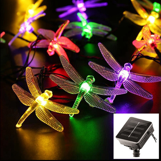 Dragonfly Solar LED String Lights 8 Lighting Modes Waterproof IP44 Christmas Decoration for Garden Easy Installation Dimmable