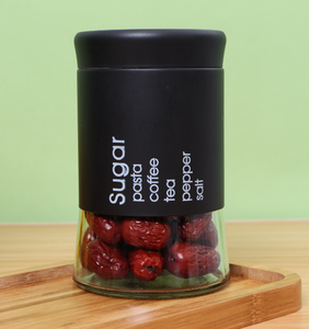 Nhà Và Nhà Bếp Màu Đen 400Ml 600Ml 850Ml Gia Vị Mật Ong Kim Loại Lọ Thủy Tinh <span class=keywords><strong>Container</strong></span> Cho Thực Phẩm Lưu Trữ Chai <span class=keywords><strong>Jar</strong></span> Có Nắp Đậy - Product Image 1