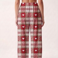 Pantalon d'été pour femmes, imprimé à carreaux, coupe droite, séchage rapide, respirant, en polyester, coupe régulière, décontracté