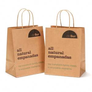 Papier kraft brun, sacs en papier pour les courses, sacs en papier pour l'emballage de la restauration rapide, sacs en papier à emporter, tailles et logos personnalisés. - Product Image 2