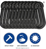 Lot de 30 crochets mousquetons M8 noirs robustes de 3 pouces, capacité de charge de 500 lb, équipement de fitness et de gym, acier au carbone de qualité marine
