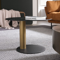 Table basse en métal bronze de luxe léger, plateau en acier inoxydable, rétractable, multifonctionnelle, avec rangement, design moderne et simple pour salon