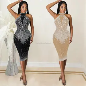 NOVANCE SC5795-robe de cocktail noire à épaules dénudées pour femme, tenue de soirée élégante, avec diamants, article unique, bon marché