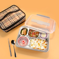 Boîte à lunch bento en acier inoxydable 304, étanche, multi-compartiments, isolée, portable, pour enfants, étudiants, bureau, adultes
