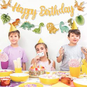 Bannières de fête d'anniversaire pour enfants 2026, motif sirène de dessin animé avec animaux de la jungle, décorations festives en papier, livraison directe - Product Image 1