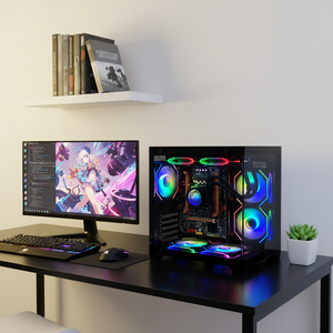 เคสคอมพิวเตอร์ Pcooling Desktop Micro Atx Matx สำหรับเล่นเกม พร้อมหน้าจอกระจกนิรภัย เคสคอมพิวเตอร์ Itx - Product Image 1