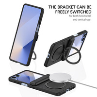 Coque pliable effet seconde peau pour Samsung Galaxy Z Flip 8 7, compatible magnétique avec support de voiture et anneau, antichoc, en verre trempé