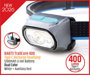 Lampe frontale 400 lumens, lumière blanche + rouge, rechargeable par USB C, 1200 mAh, IP65, 90 °   Ajustable avec support à clip pour le camping, la randonnée et la course à pied - Product Image 2