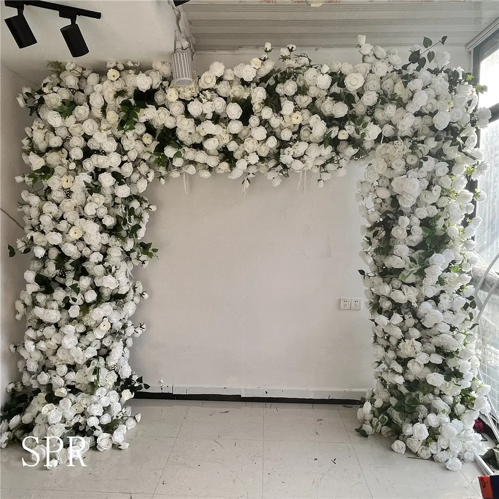 SPR demoiselles d'honneur Bouquet artificiel Rose mur blanc hortensia arc fleur pour la fête de mariage photographie fond décor