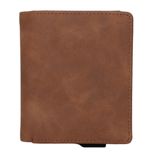 Cartera CardHoda de aluminio con bloqueo RFID para hombre, tarjetero corto de cuero, minimalista, con cierre plegable, para bolsillo frontal. - Product Image 3