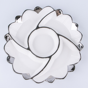 Bướm Hình Dạng Phalaenopsis Năm Trái Cây Đĩa Vàng-Mạ Chịu Nhiệt Matte Hoàn Thành Bộ Đồ Ăn Gốm - Product Image 6